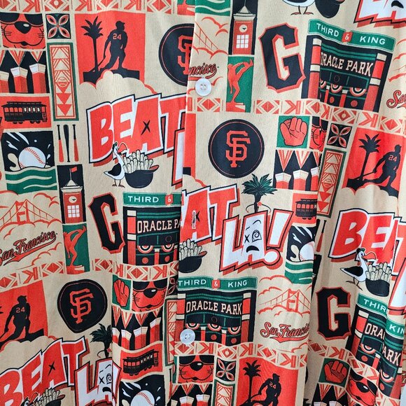 Men's San Francisco SF Giants All Over Print Button Up Shirt Aloha‎ Hawaii Sz XL - Picture 3 of 6
